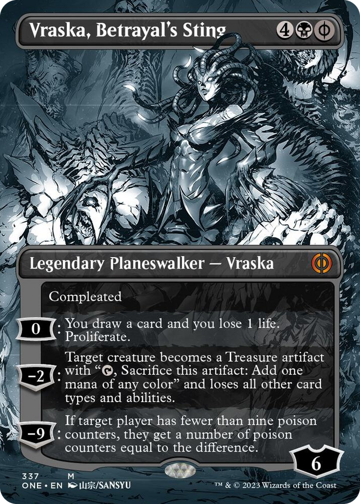 Vraska, Betrayal's Sting (Borderless) #337 M - Phyrexia: All Will Be One Pokemon card