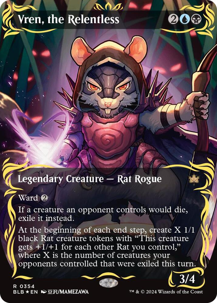 0354 Vren, the Relentless (Borderless) (Raised Foil) R Bloomburrow