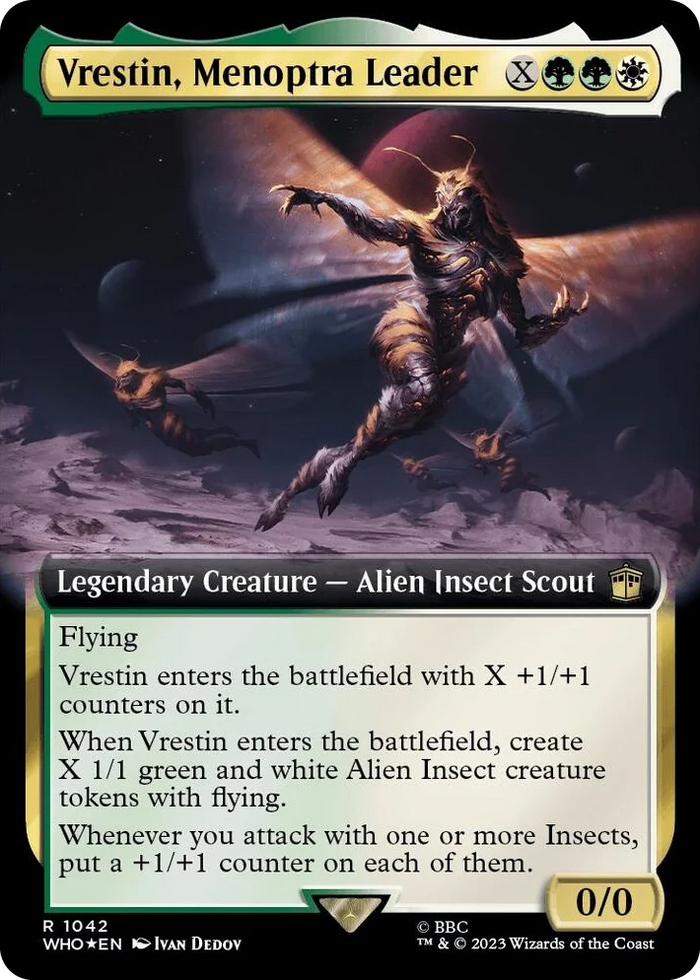 1042 Vrestin, Menoptra Leader (Extended Art) (Surge Foil) R Universes Beyond: Doctor Who