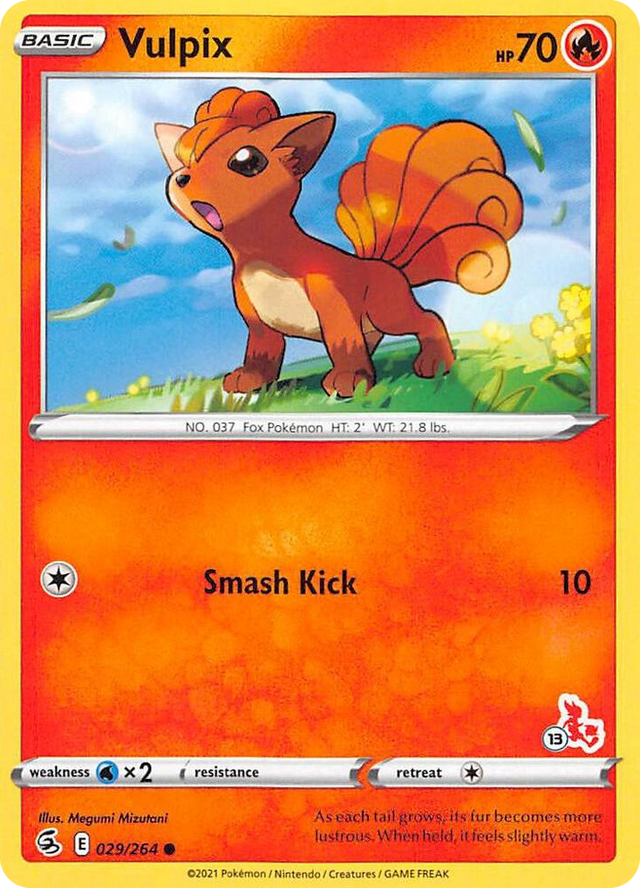 0029 Vulpix - 029/264 (#13 Cinderace Stamped) Promo Battle Academy 2022