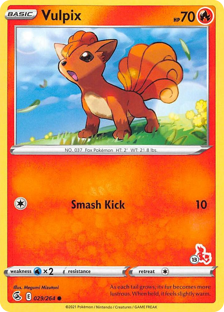 0029 Vulpix - 029/264 (#13 Cinderace Stamped) Promo Battle Academy 2022