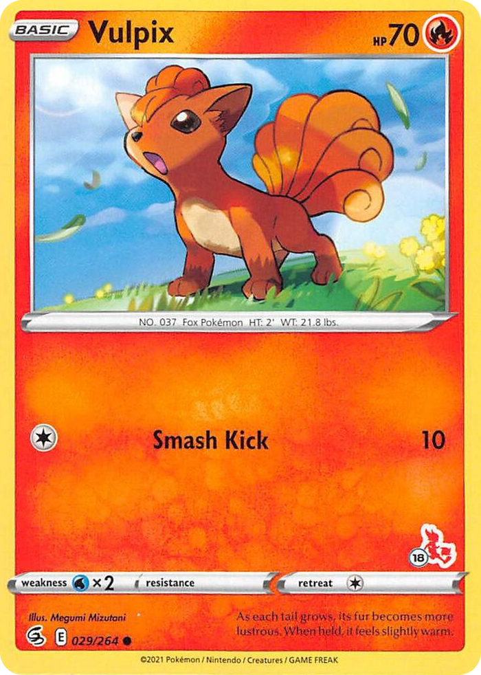 0029 Vulpix - 029/264 (#18 Cinderace Stamped) Promo Battle Academy 2022
