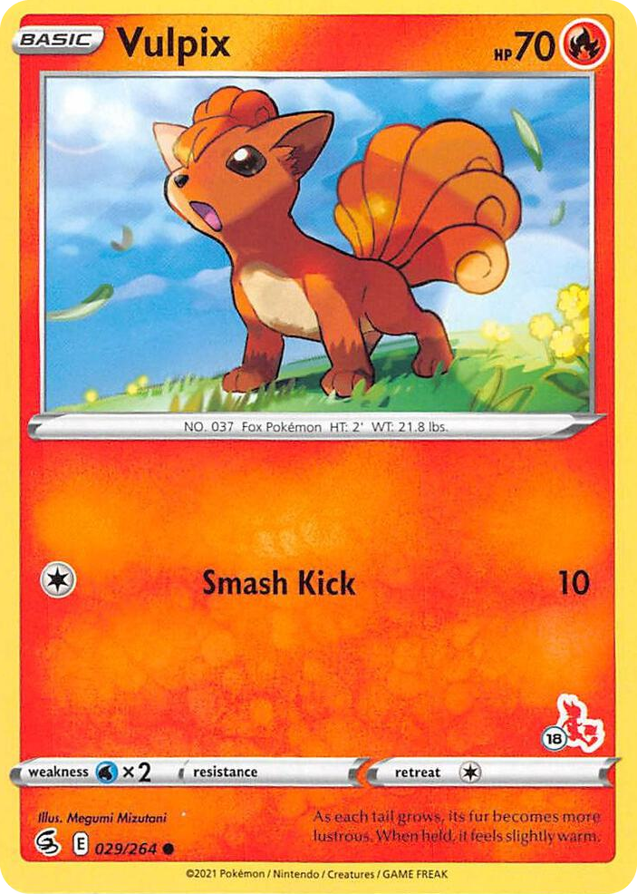 0029 Vulpix - 029/264 (#18 Cinderace Stamped) Promo Battle Academy 2022