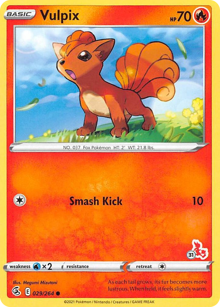 0029 Vulpix - 029/264 (#31 Cinderace Stamped) Promo Battle Academy 2022