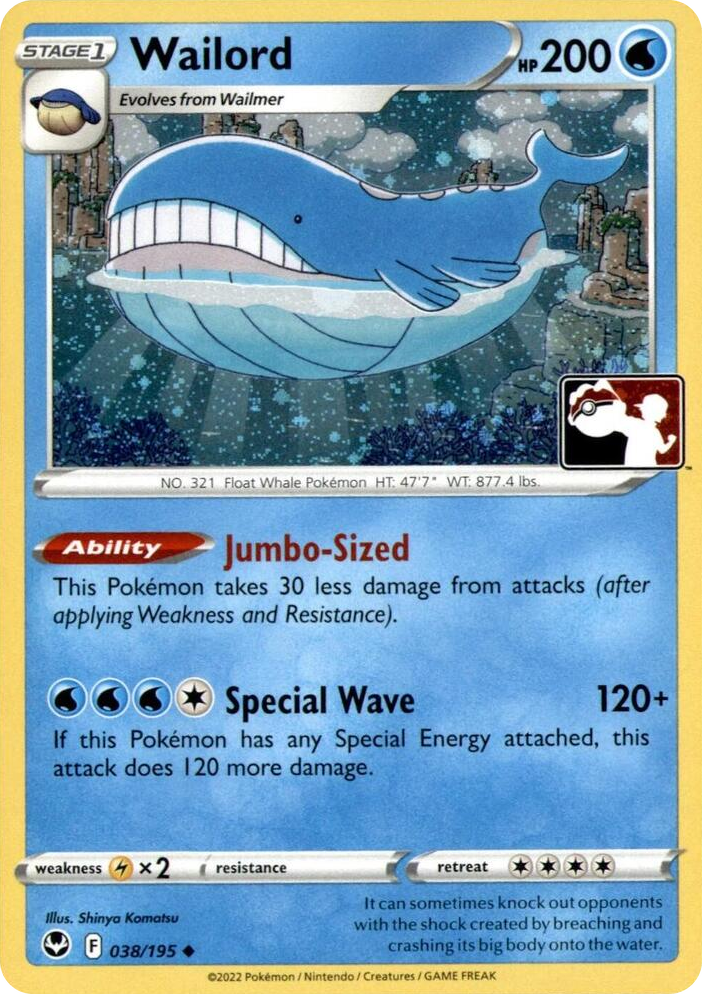 0038 Wailord - 038/195 (Cosmos Holo) Uncommon Prize Pack Series Cards
