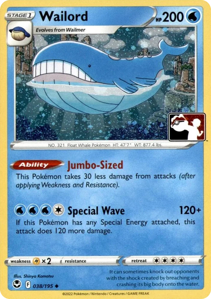 0038 Wailord - 038/195 (Cosmos Holo) Uncommon Prize Pack Series Cards