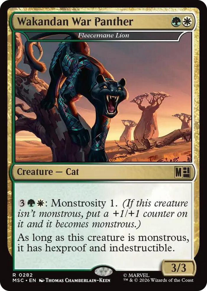 Wakandan War Panther - Fleecemane Lion #282 R - Commander: Marvel Super Heroes Pokemon card