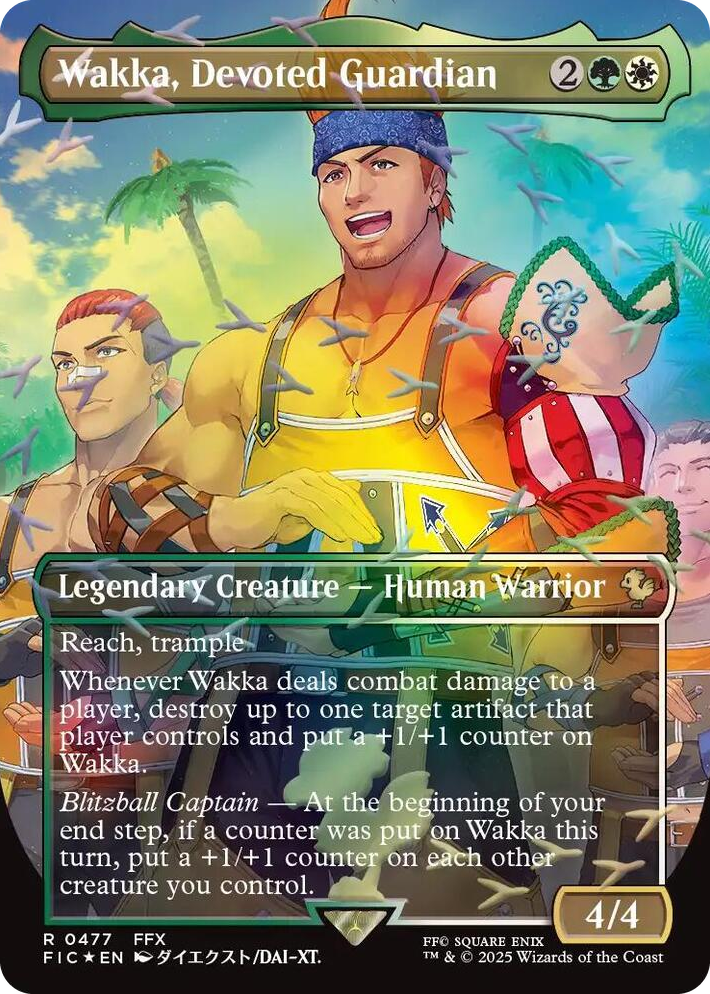 0477 Wakka, Devoted Guardian (Borderless) (Chocobo Track Foil) R Commander: FINAL FANTASY