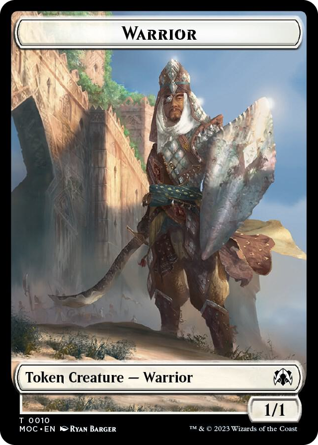 0010 Warrior // Emblem - Elspeth, Sun's Champion Double-sided Token T Commander: March of the Machine