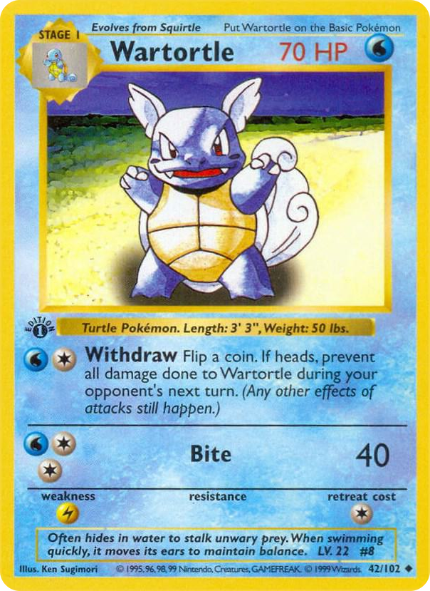 0042 Wartortle Uncommon Base Set (Shadowless)