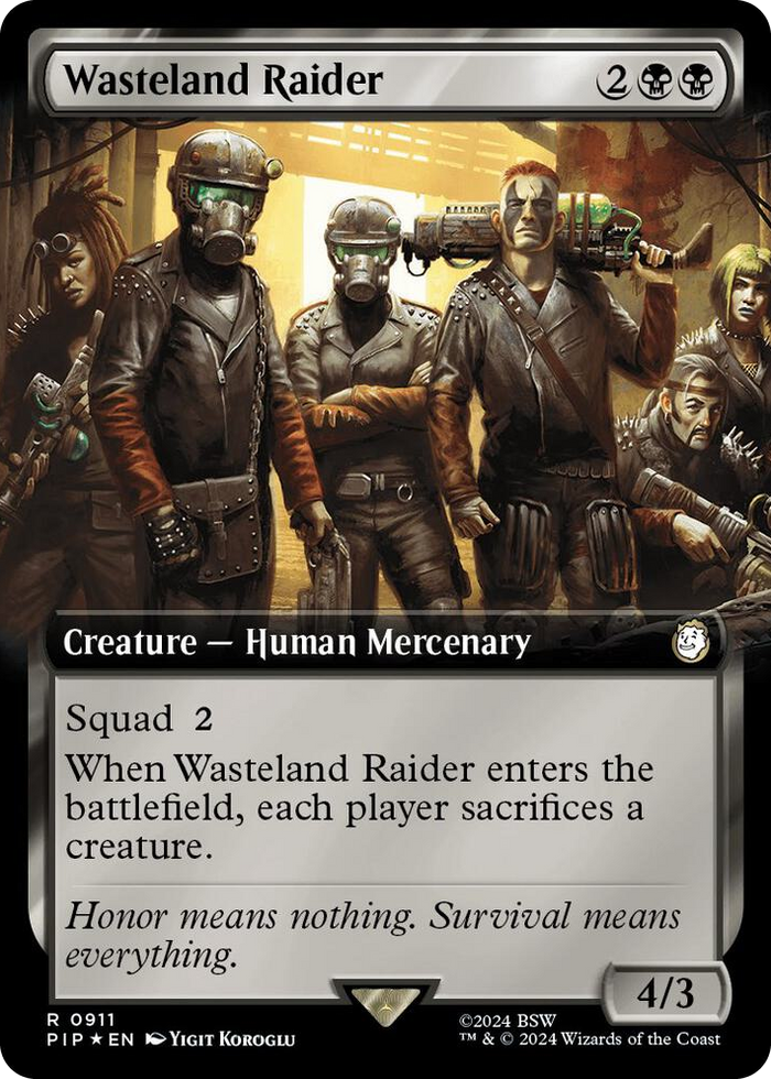 Wasteland Raider (Extended Art) (Surge Foil) #911 R - Universes Beyond: Fallout Pokemon card