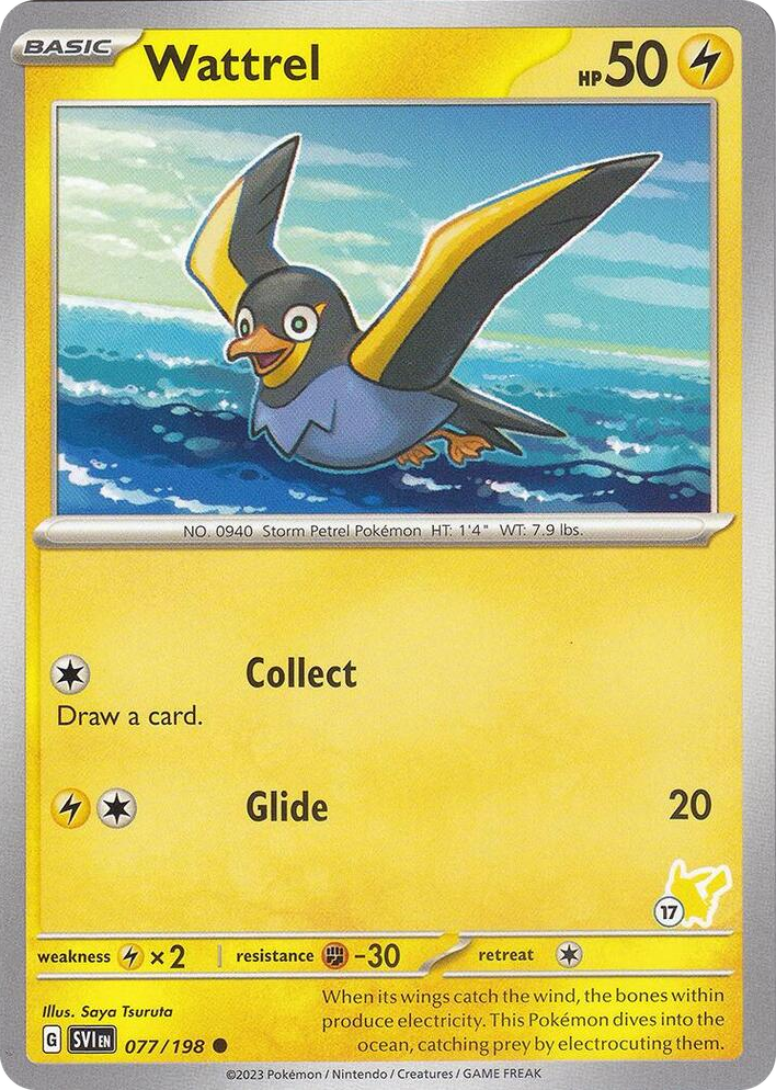 0077 Wattrel - Pikachu 17 Common Battle Academy 2024