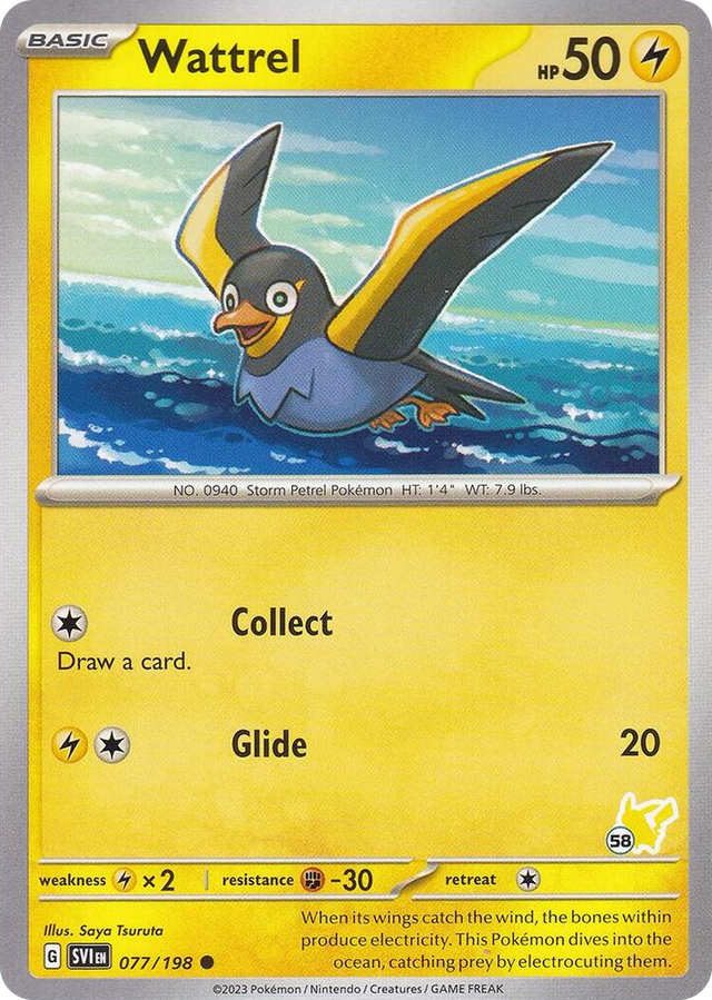 0077 Wattrel - Pikachu 58 Common Battle Academy 2024