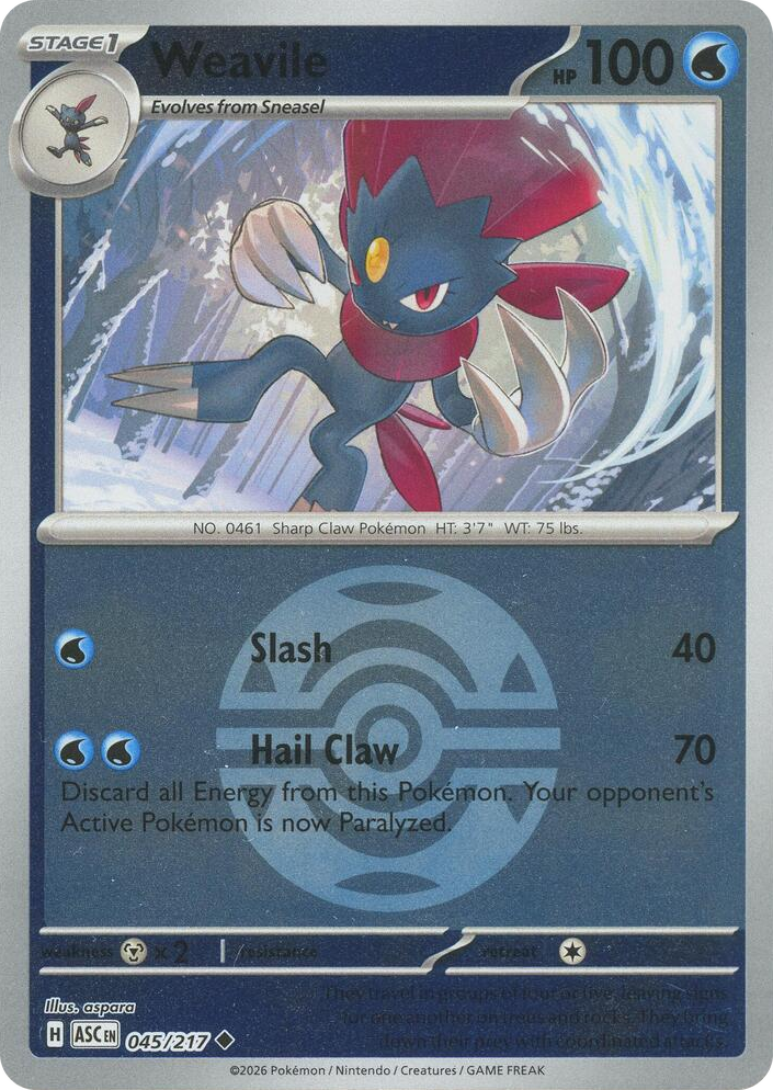 0045 Weavile - 045/217 (Dusk Ball) Uncommon Ascended Heroes