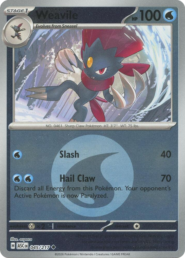 0045 Weavile - 045/217 (Energy Symbol Pattern) Uncommon Ascended Heroes