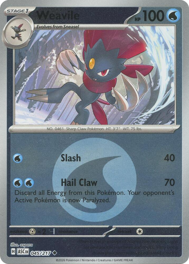 0045 Weavile - 045/217 (Energy Symbol Pattern) Uncommon Ascended Heroes