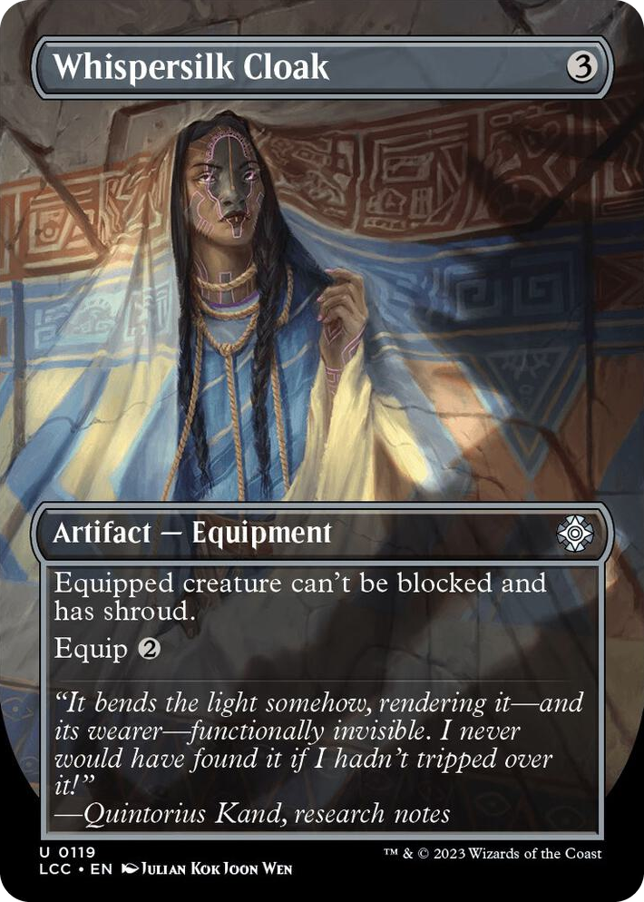 0119 Whispersilk Cloak (Borderless) U Commander: The Lost Caverns of Ixalan