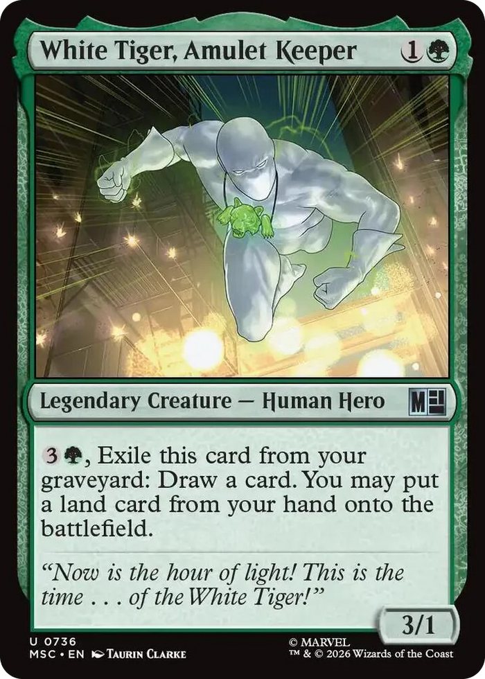 0736 White Tiger, Amulet Keeper U Commander: Marvel Super Heroes