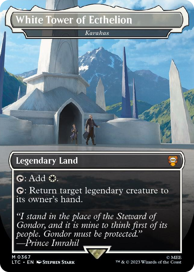 White Tower of Ecthelion - Karakas (Borderless) #367 M - Commander: The Lord of the Rings: Tales of Middle-earth Pokemon card