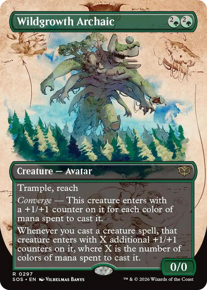Wildgrowth Archaic (Borderless) #297 R - Secrets of Strixhaven Pokemon card
