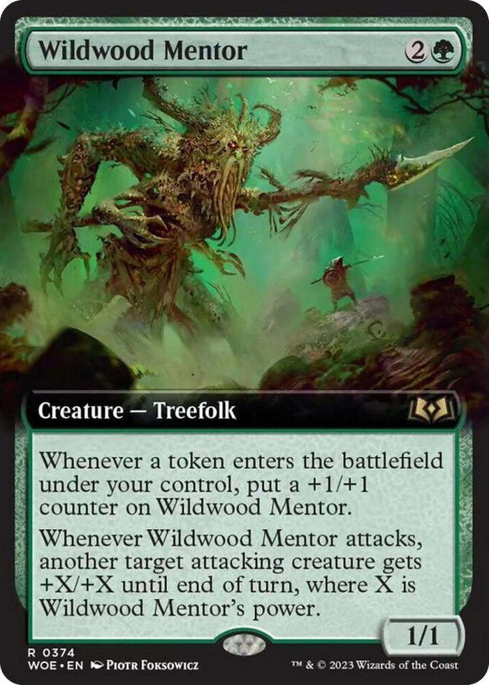 Wildwood Mentor (Extended Art) #374 R - Wilds of Eldraine Pokemon card