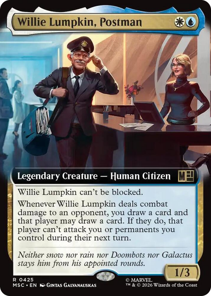 Willie Lumpkin, Postman (Extended Art) #425 R - Commander: Marvel Super Heroes Pokemon card