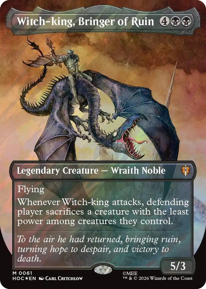 Witch-king, Bringer of Ruin (Borderless) (Surge Foil) #61 M - The Hobbit: Eternal-Legal Pokemon card
