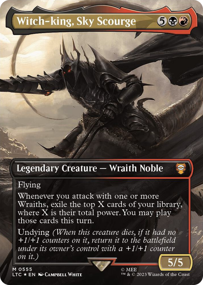 Witch-king, Sky Scourge (Borderless) (Surge Foil) #555 M - Commander: The Lord of the Rings: Tales of Middle-earth Pokemon card