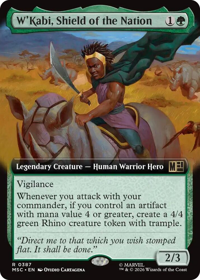W'Kabi, Shield of the Nation (Extended Art) #387 R - Commander: Marvel Super Heroes Pokemon card