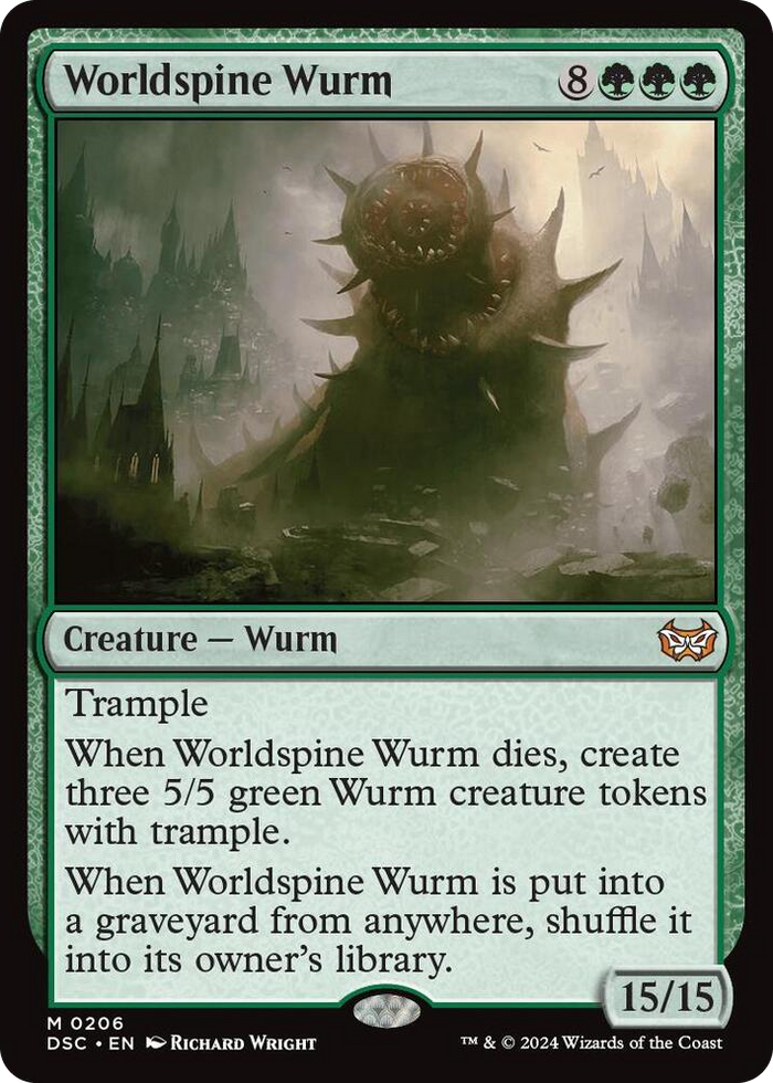 Worldspine Wurm #206 M - Commander: Duskmourn: House of Horror Pokemon card