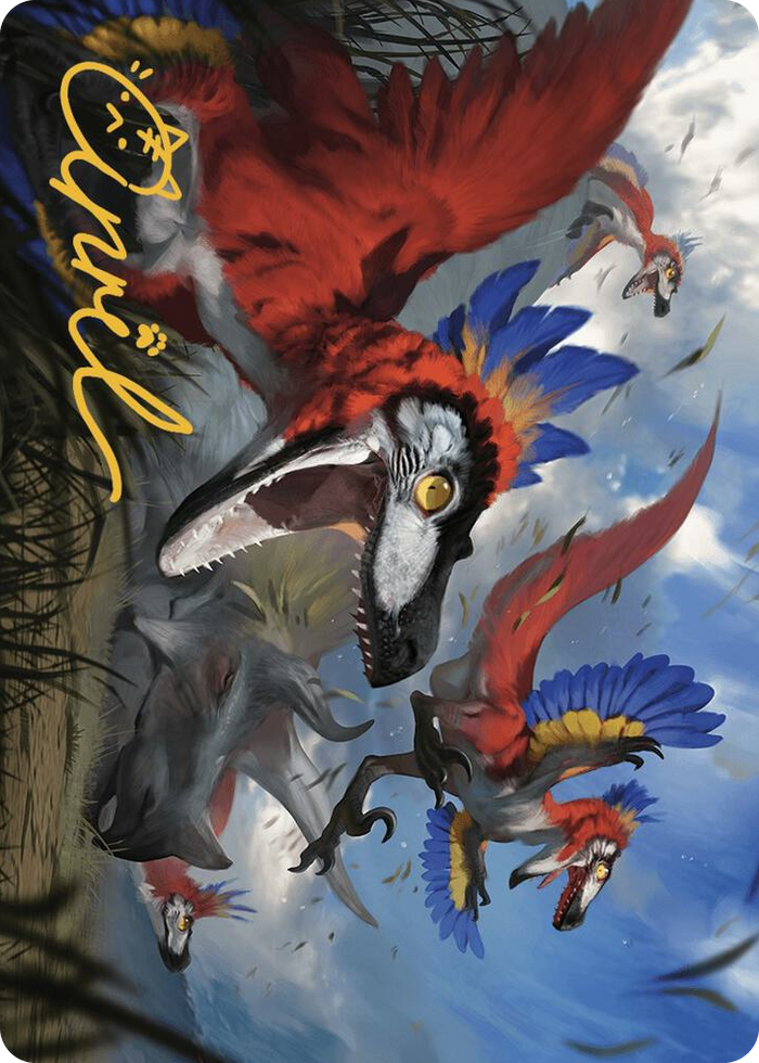 Wrathful Raptors Art Card (Gold-Stamped Signature) #77 S - Art Series: The Lost Caverns of Ixalan Pokemon card
