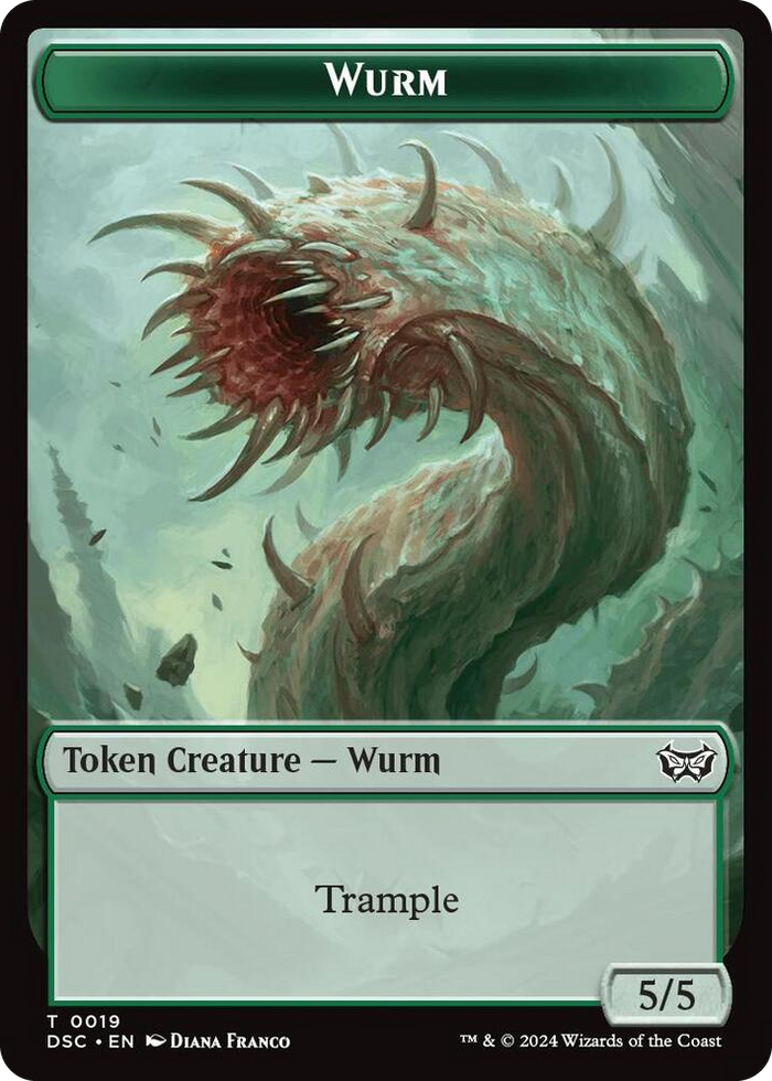 Wurm (0019) // Manifest Double-Sided Token #19 T - Commander: Duskmourn: House of Horror Pokemon card