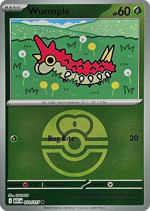 0011 Wurmple (Love Ball) Common Ascended Heroes