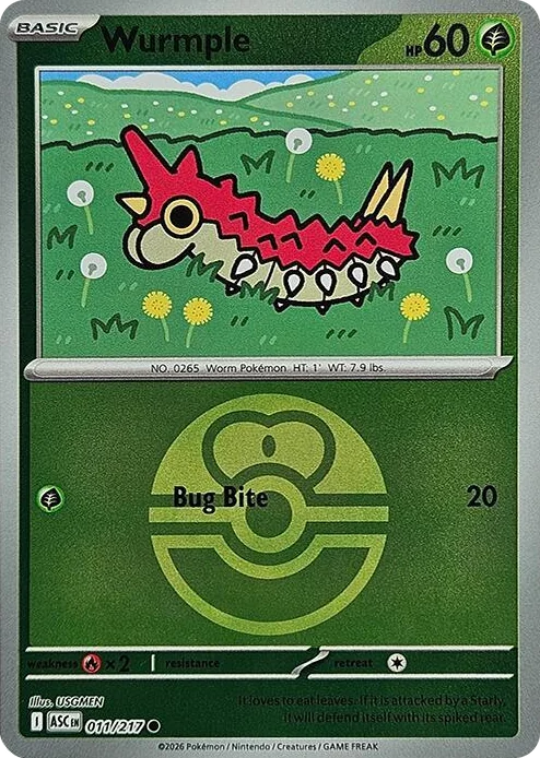 0011 Wurmple (Love Ball) Common Ascended Heroes
