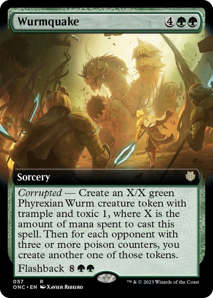 Wurmquake (Extended Art) #57 R - Commander: Phyrexia: All Will Be One Pokemon card