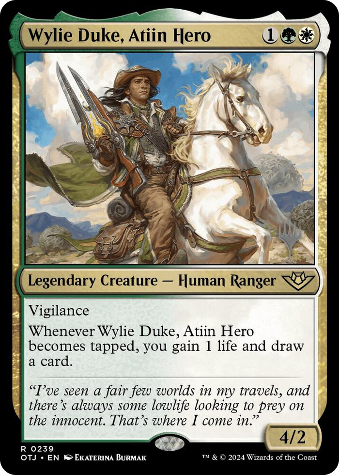 Wylie Duke, Atiin Hero #239 R - Promo Pack: Outlaws of Thunder Junction Pokemon card
