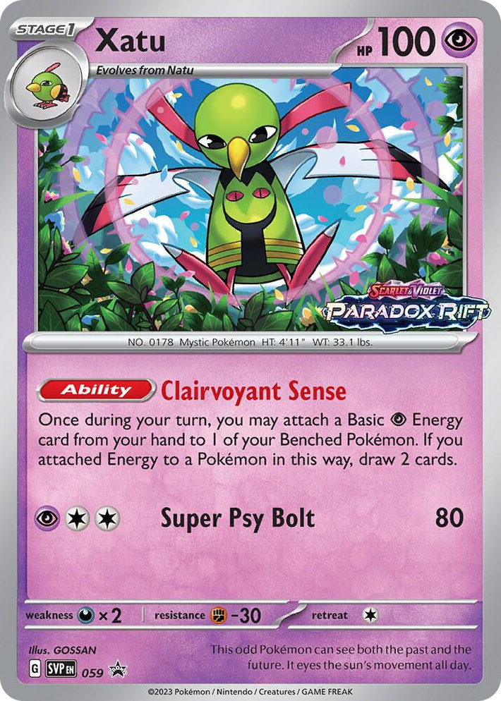 0059 Xatu - 059 (Prerelease) Rare Scarlet & Violet Promo Cards