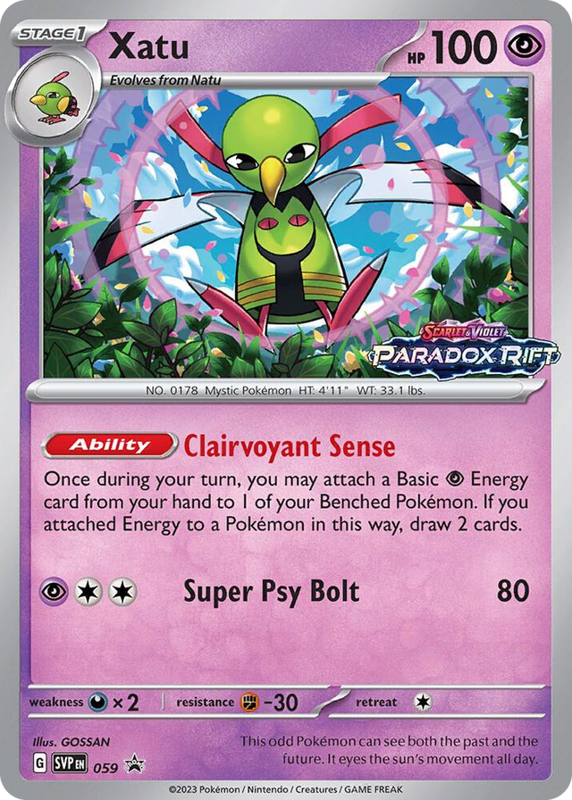 0059 Xatu - 059 (Prerelease) Rare Scarlet & Violet Promo Cards