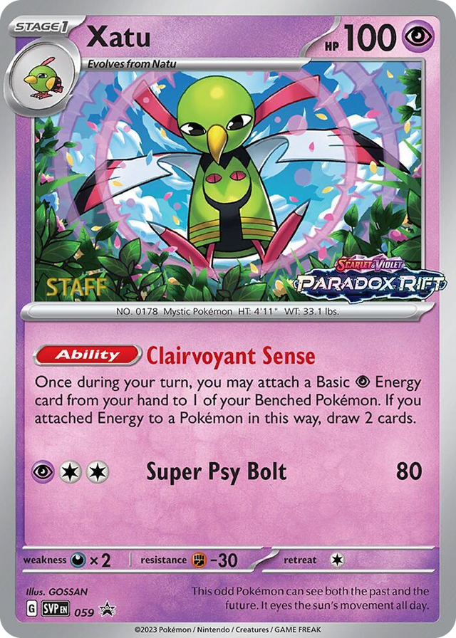 0059 Xatu - 059 (Prerelease) [Staff] Promo Scarlet & Violet Promo Cards