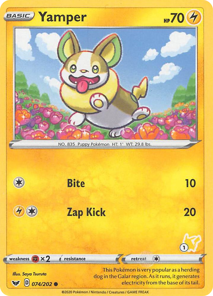0074 Yamper - 074/202 (#1 Pikachu Stamped) Promo Battle Academy 2022