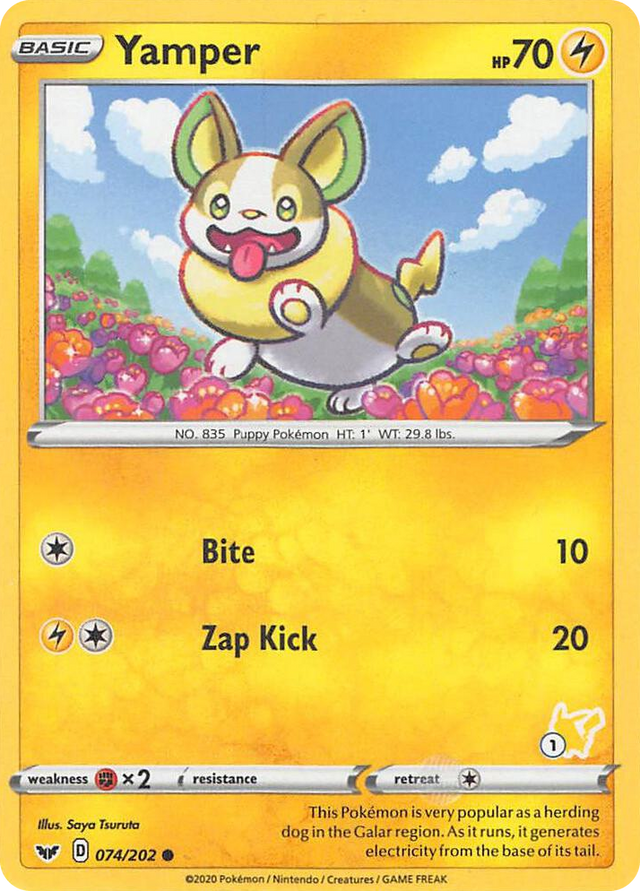 0074 Yamper - 074/202 (#1 Pikachu Stamped) Promo Battle Academy 2022