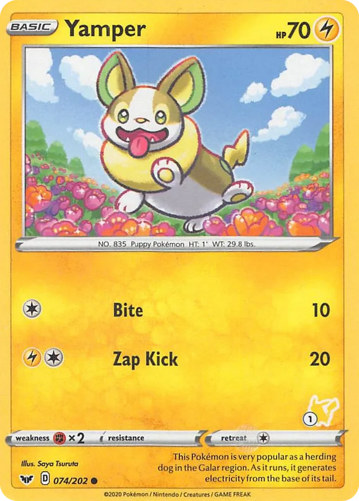 0074 Yamper - 074/202 (#1 Pikachu Stamped) Promo Battle Academy 2022
