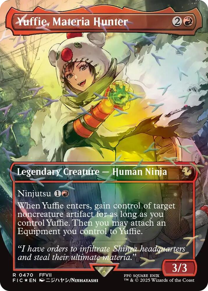 0470 Yuffie, Materia Hunter (Borderless) (Chocobo Track Foil) R Commander: FINAL FANTASY