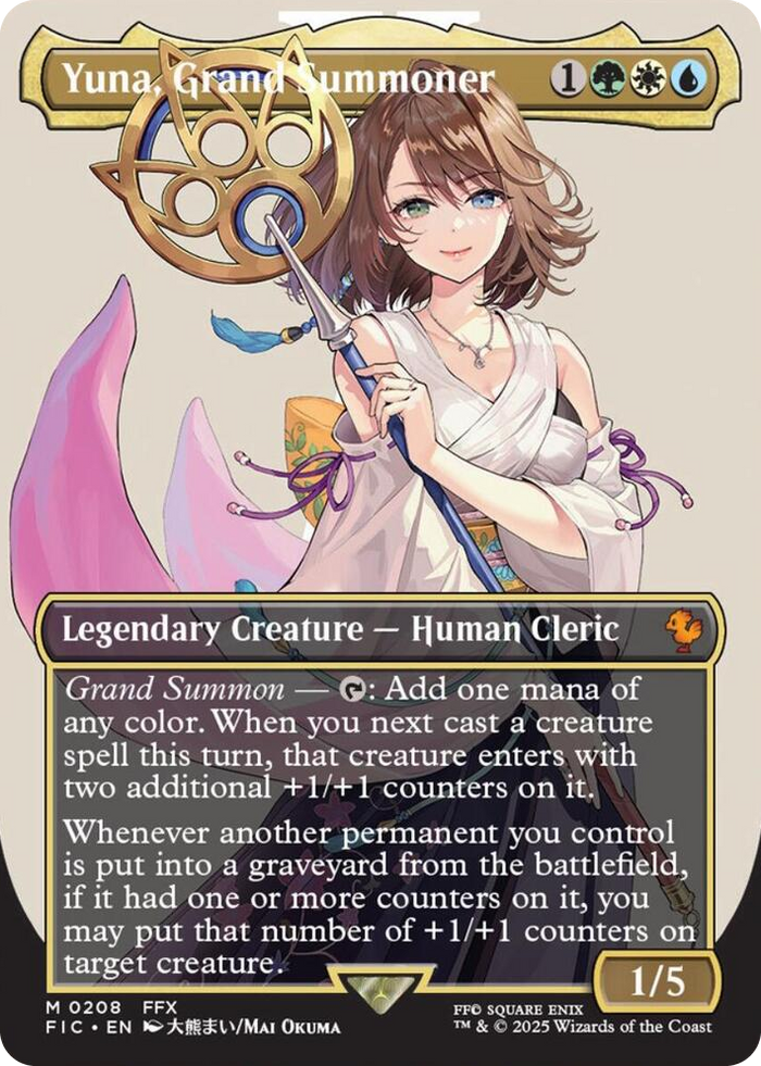 Yuna, Grand Summoner (Borderless) #208 M - Commander: FINAL FANTASY Pokemon card