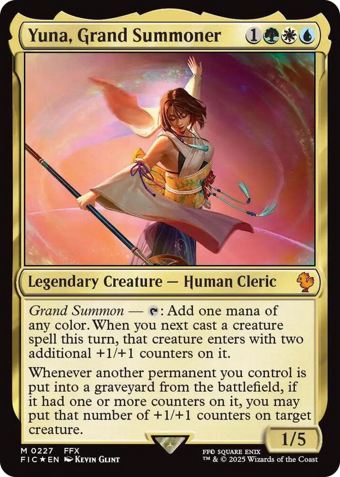 Yuna, Grand Summoner (Surge Foil) #227 M - Commander: FINAL FANTASY Pokemon card