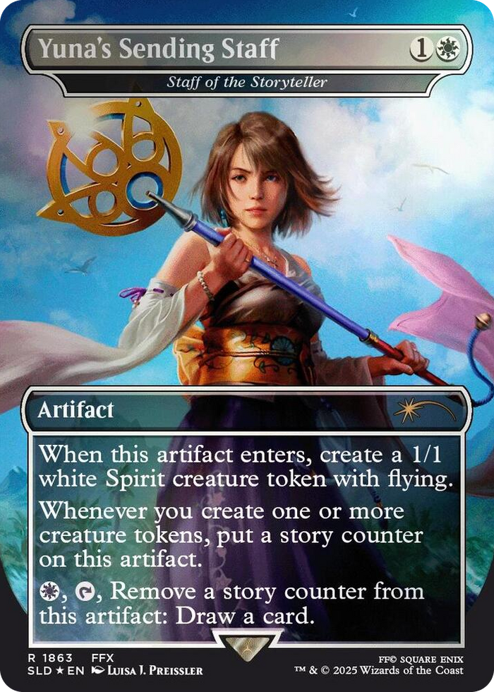 Yuna's Sending Staff - Staff of the Storyteller (Rainbow Foil) #1863 R - Secret Lair Drop Series Pokemon card