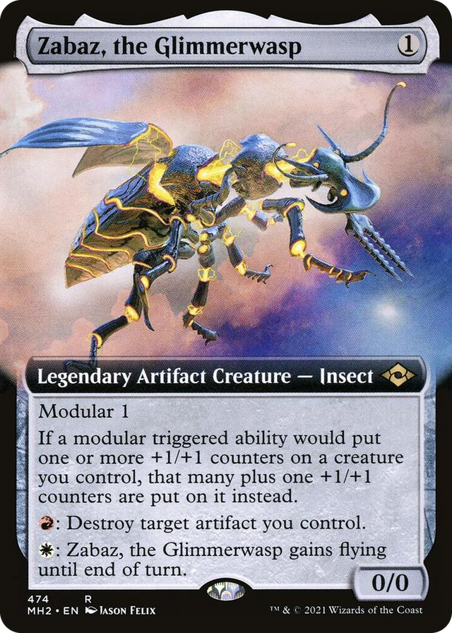0474 Zabaz, the Glimmerwasp (Extended Art) R Modern Horizons 2