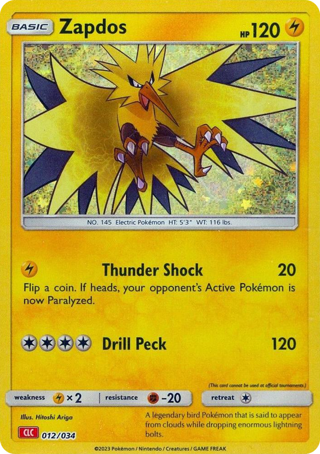0012 Zapdos Classic Collection Trading Card Game Classic