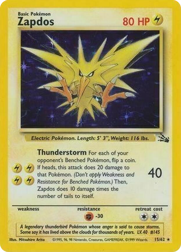 0015 Zapdos - 15/62 (Cosmos Holo) Promo Miscellaneous Cards & Products