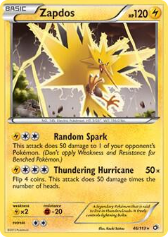 0046 Zapdos - 46/113 (BW Legendary Treasures) Rare Deck Exclusives